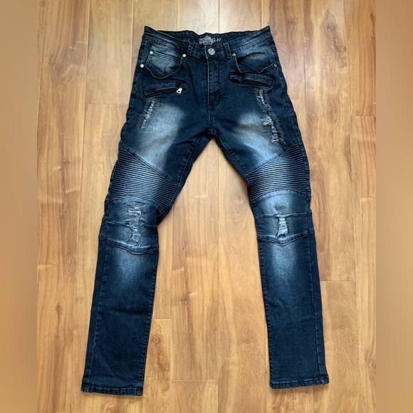 Unisex Distressed Denim ‘One Culture’ Jeans Size 32 - Picture 1 of 10